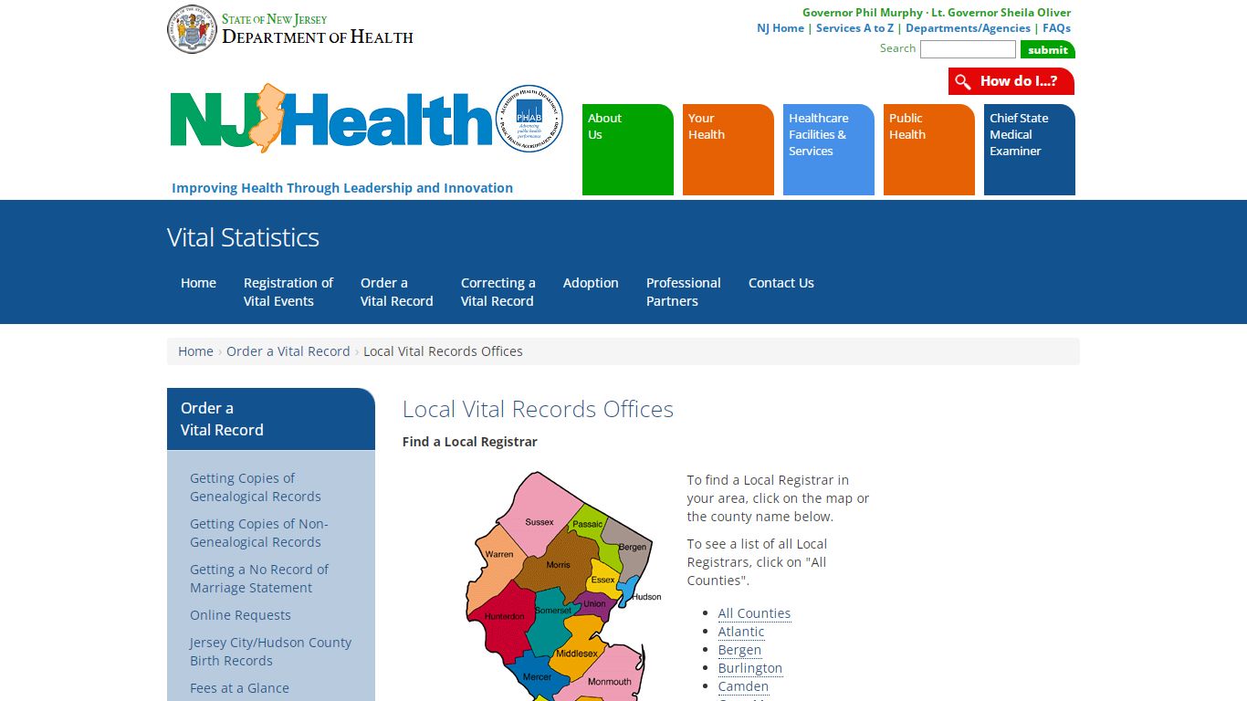 Department of Health | Vital Statistics | Local Vital Records Offices